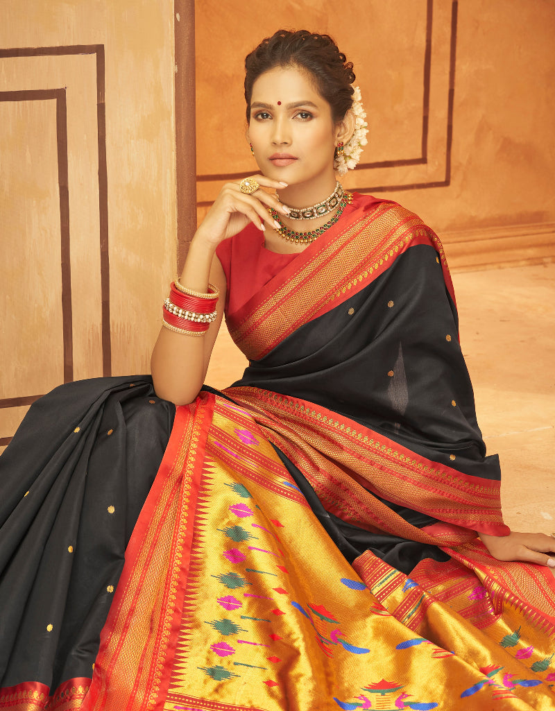 Black Paithani Soft Silk Saree