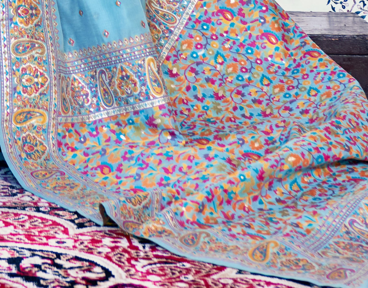 Shop Blue Banarasi Silk Saree Online-STORI