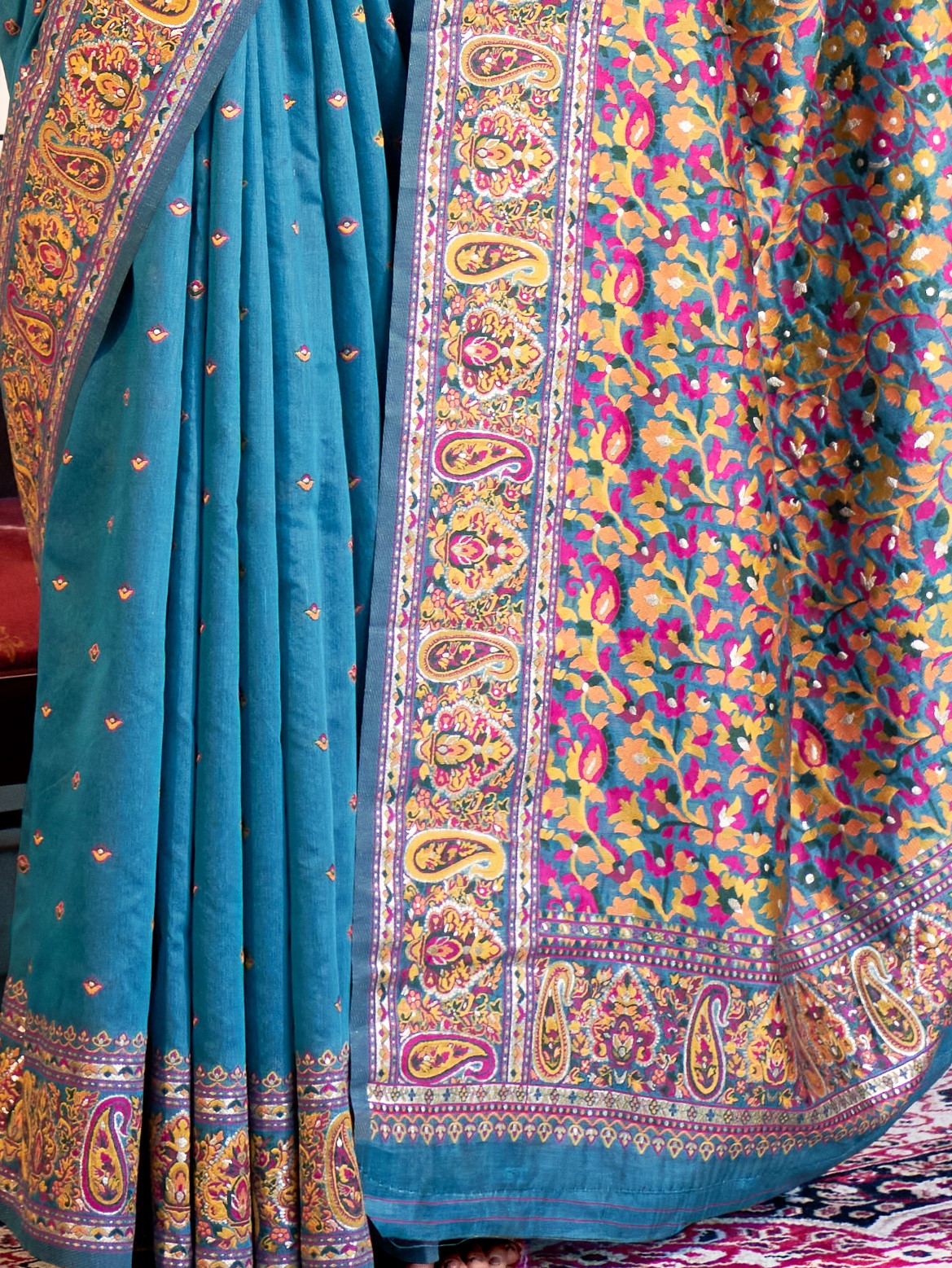 Shop Blue Silk Saree Online-STORI