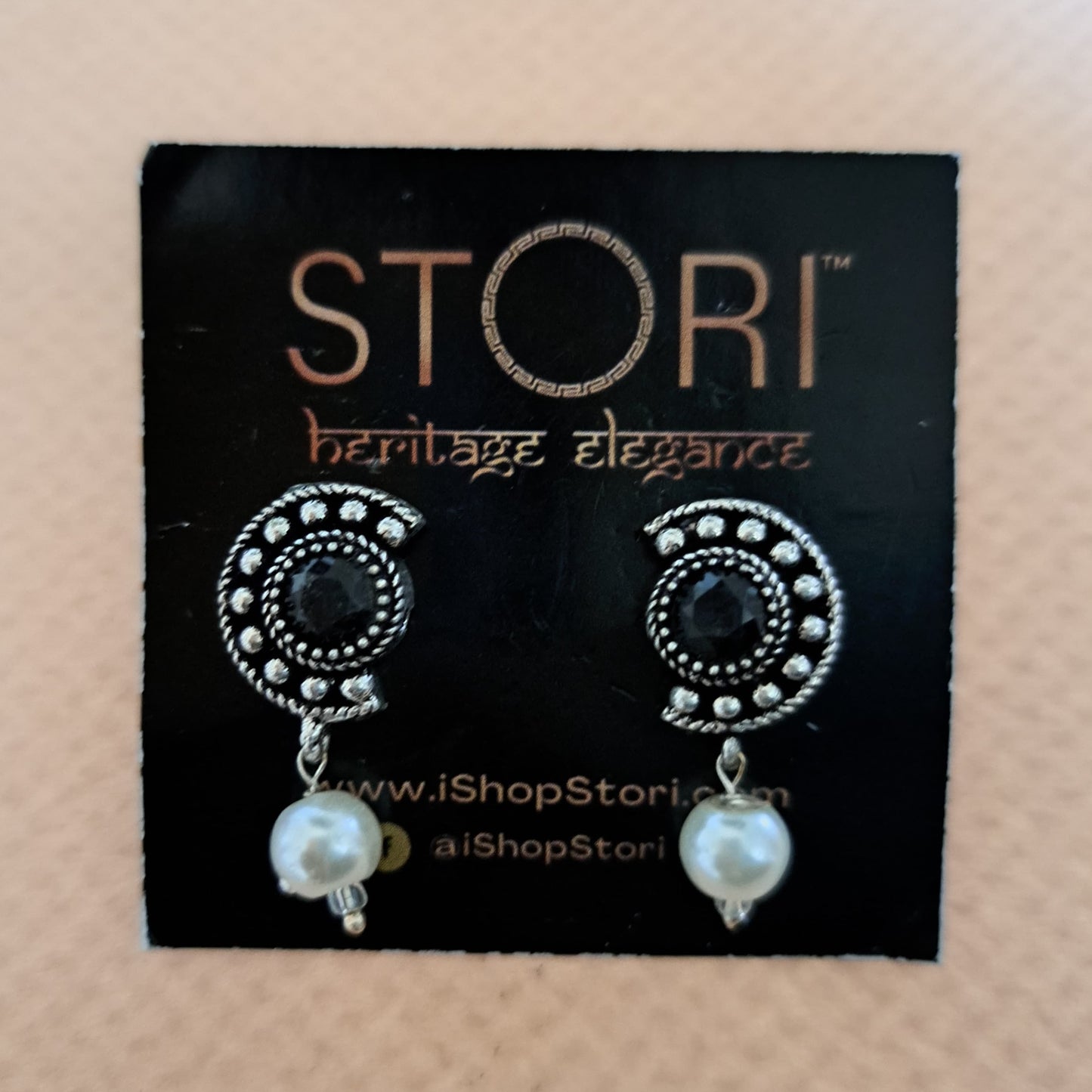 Rutuja Studded Stone Oxidised Necklace Set