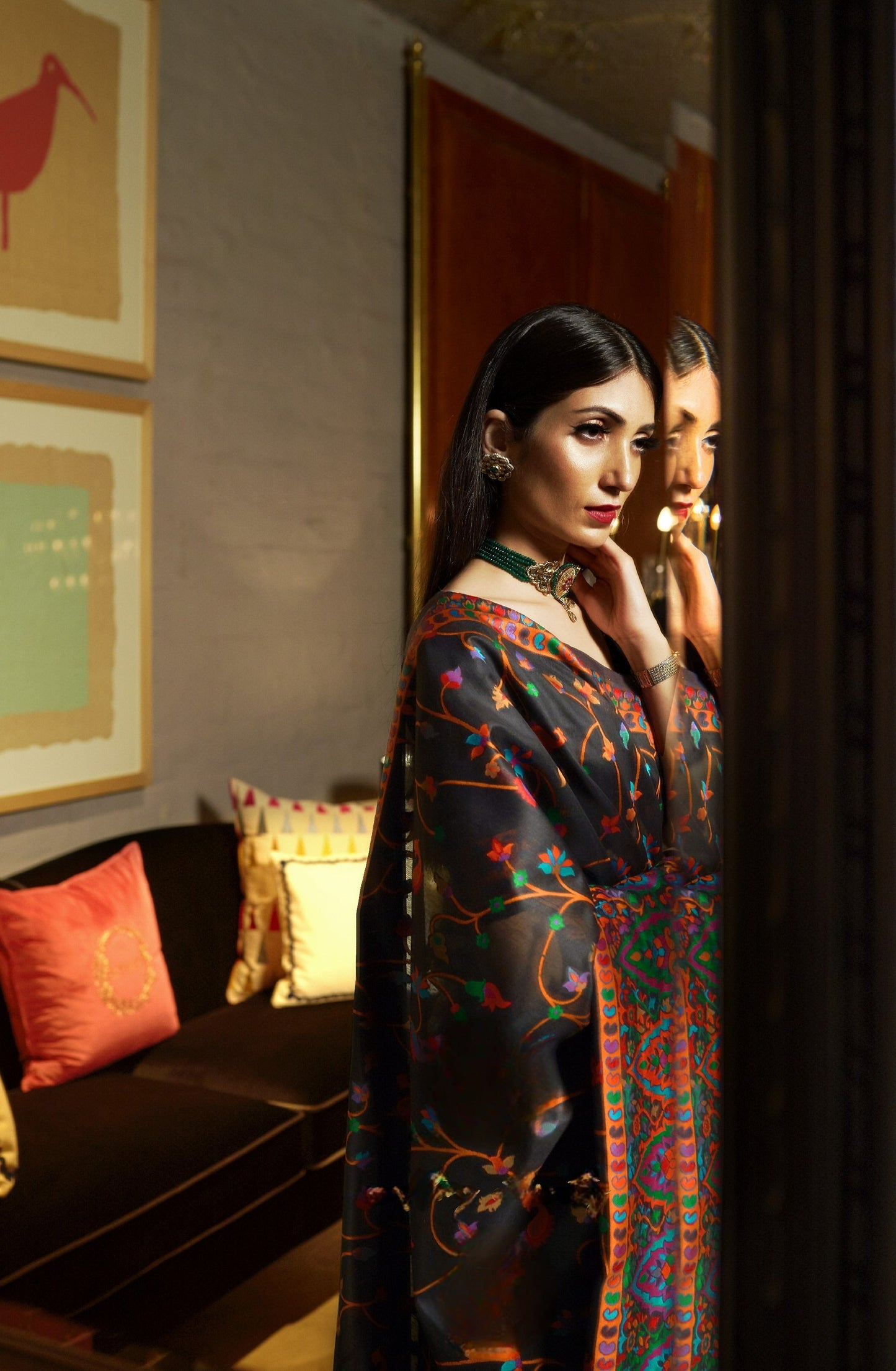 Midnight Black Kashmiri Kani Jamewar Saree