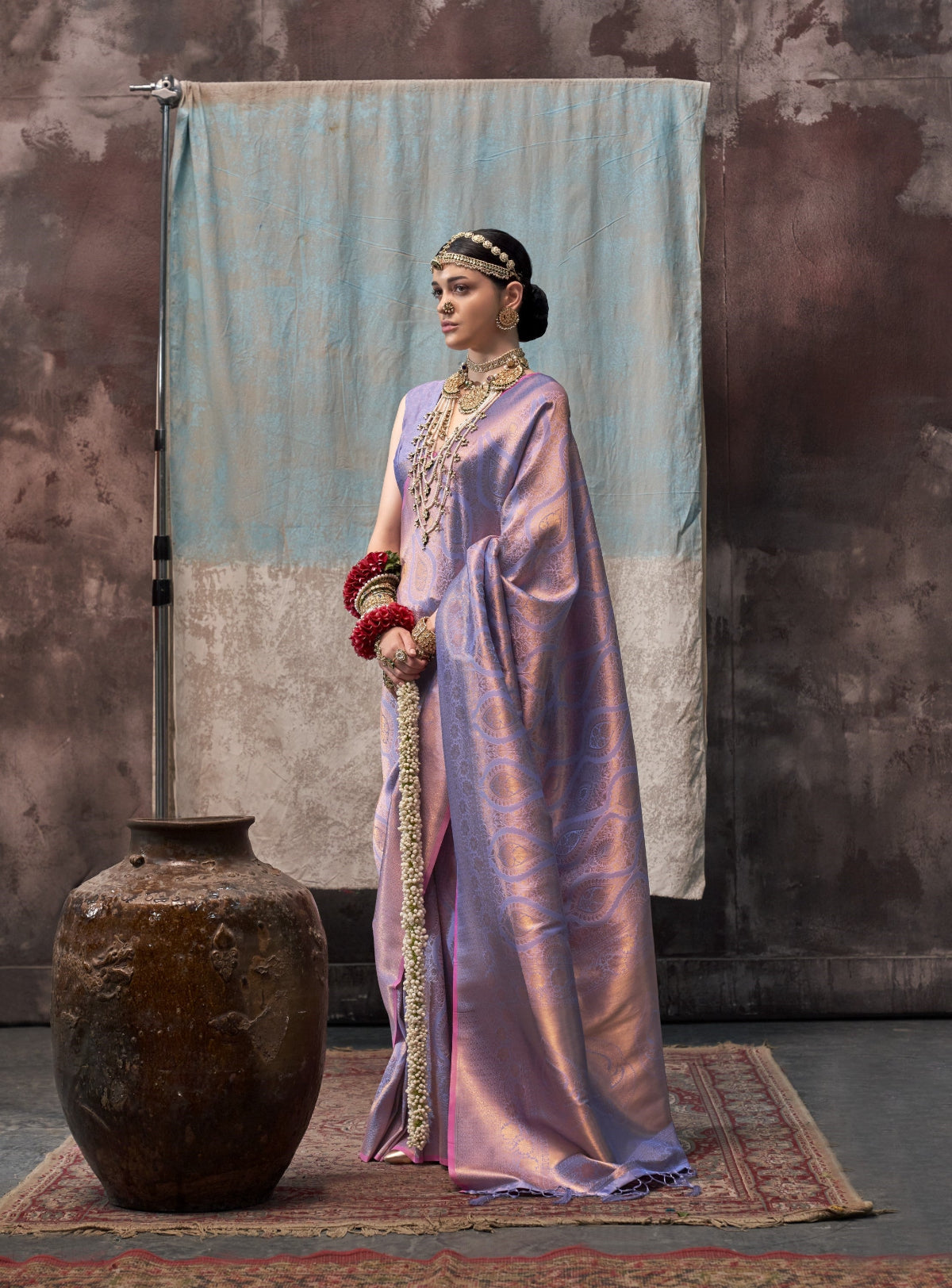 Purple Handloom Woven Silk Saree Online in India