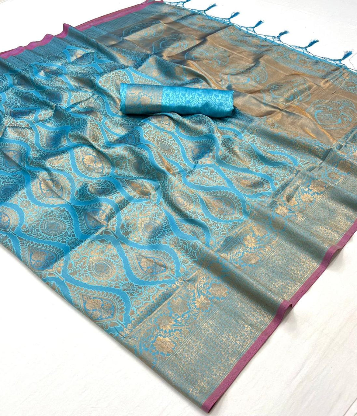 Blue Handloom Woven Silk Saree Online in India
