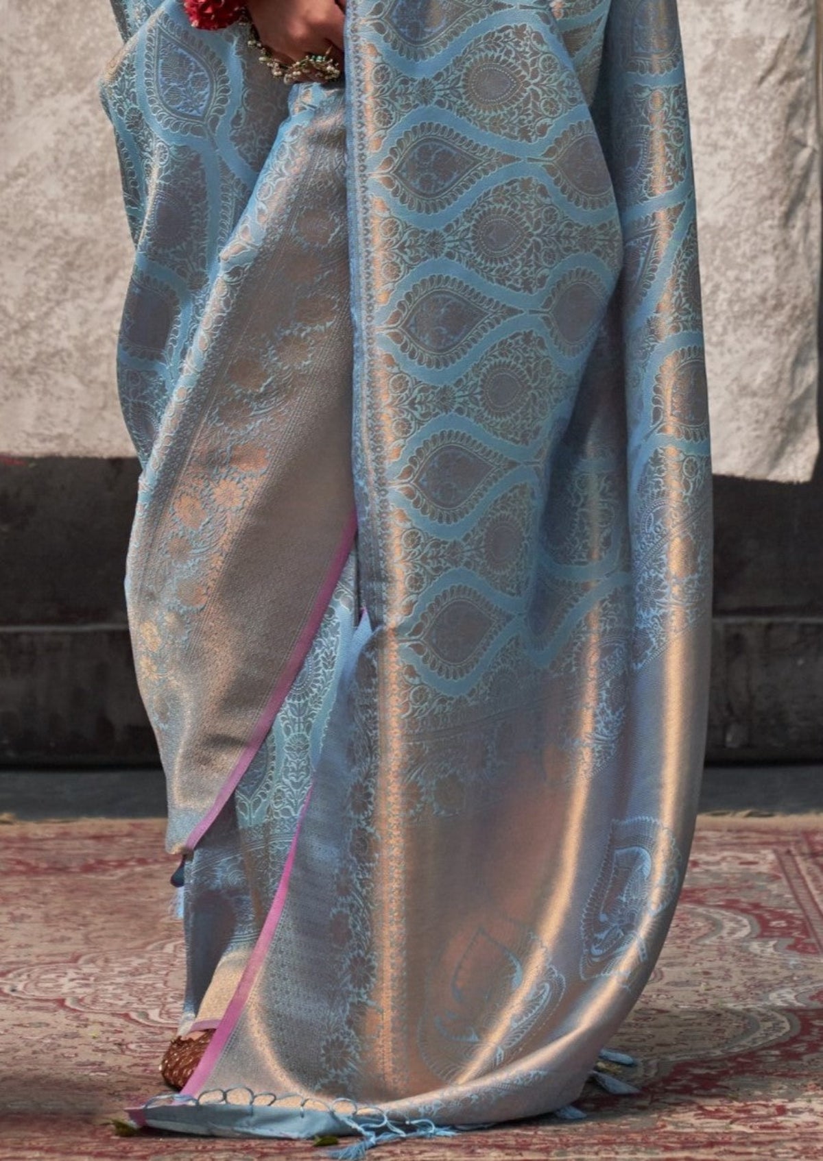 Blue Handloom Woven Silk Saree Online in India