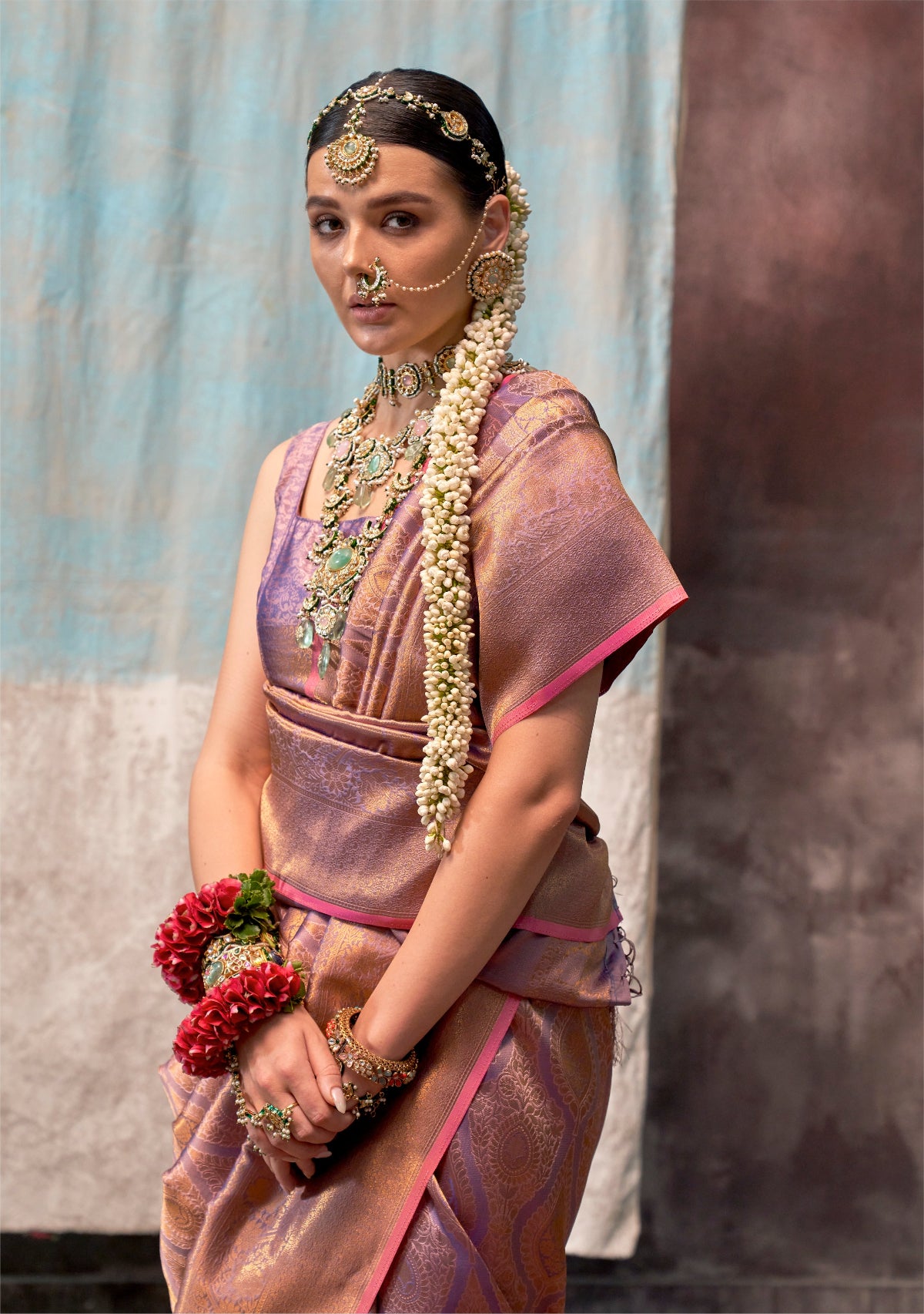 Mauve Handloom Woven Silk Saree Online in India