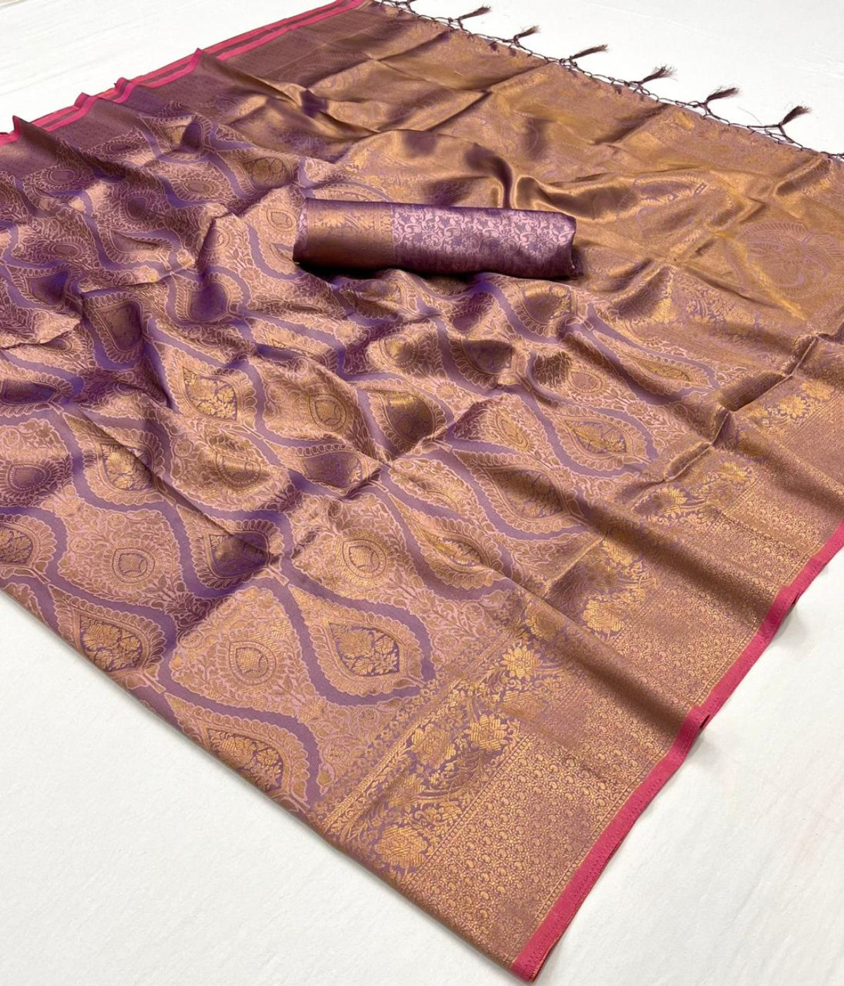Mauve Handloom Woven Silk Saree Online in India
