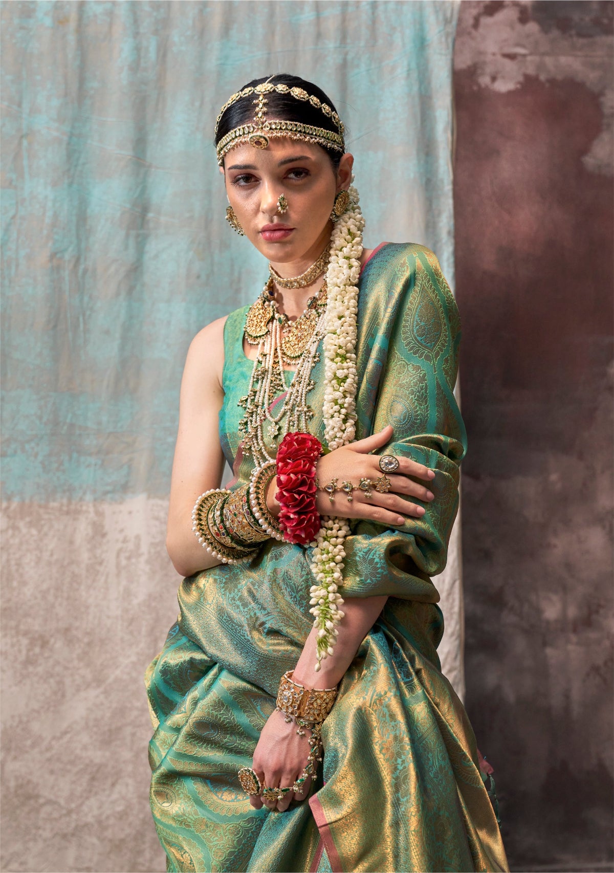 Green Handloom Woven Silk Saree Online in India