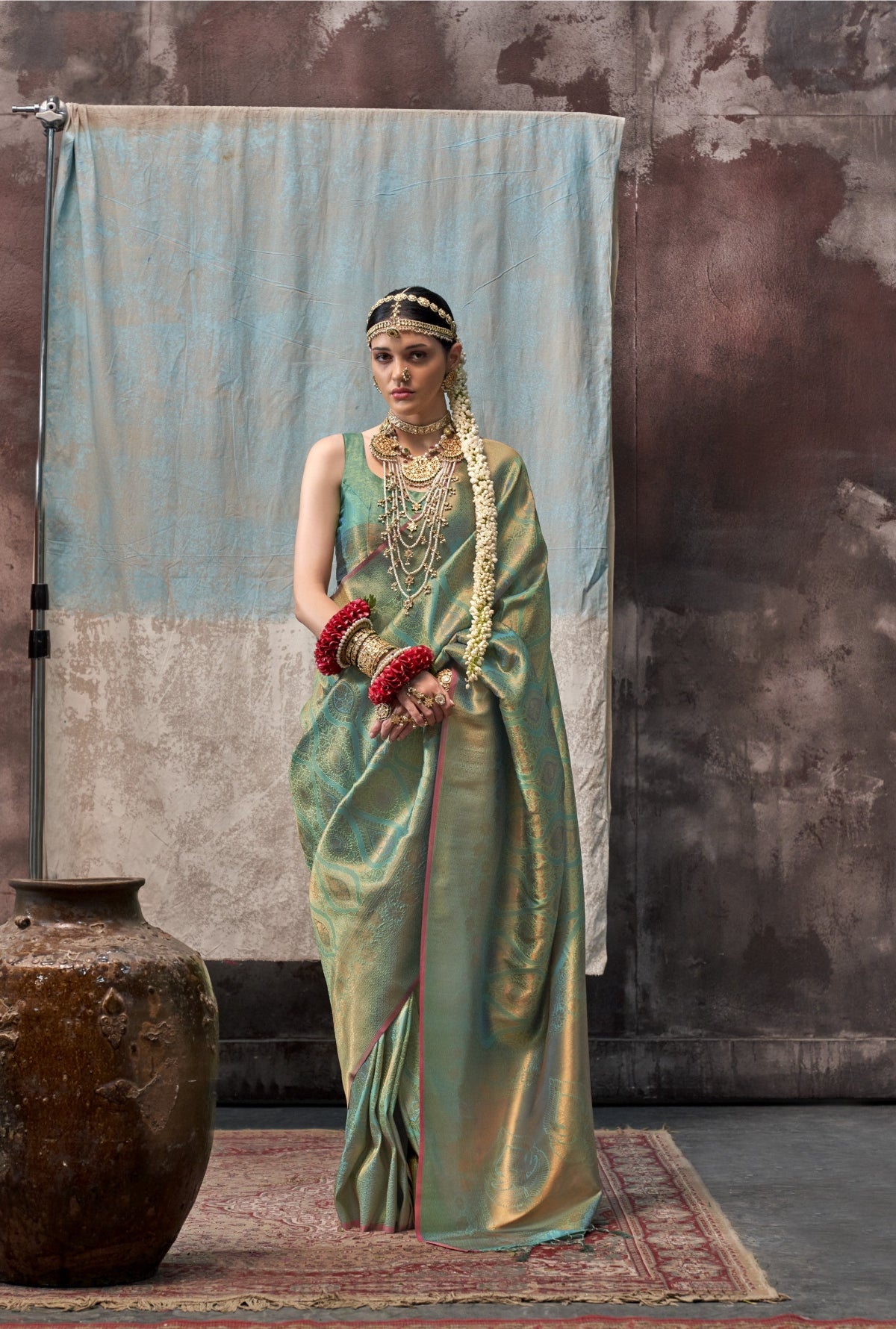Green Handloom Woven Silk Saree Online in India