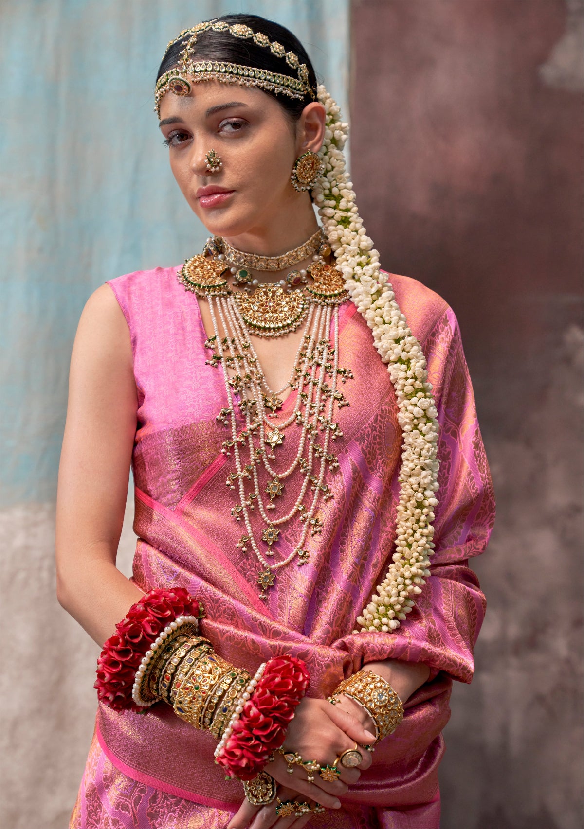 Pink Handloom Woven Silk Saree Online in India