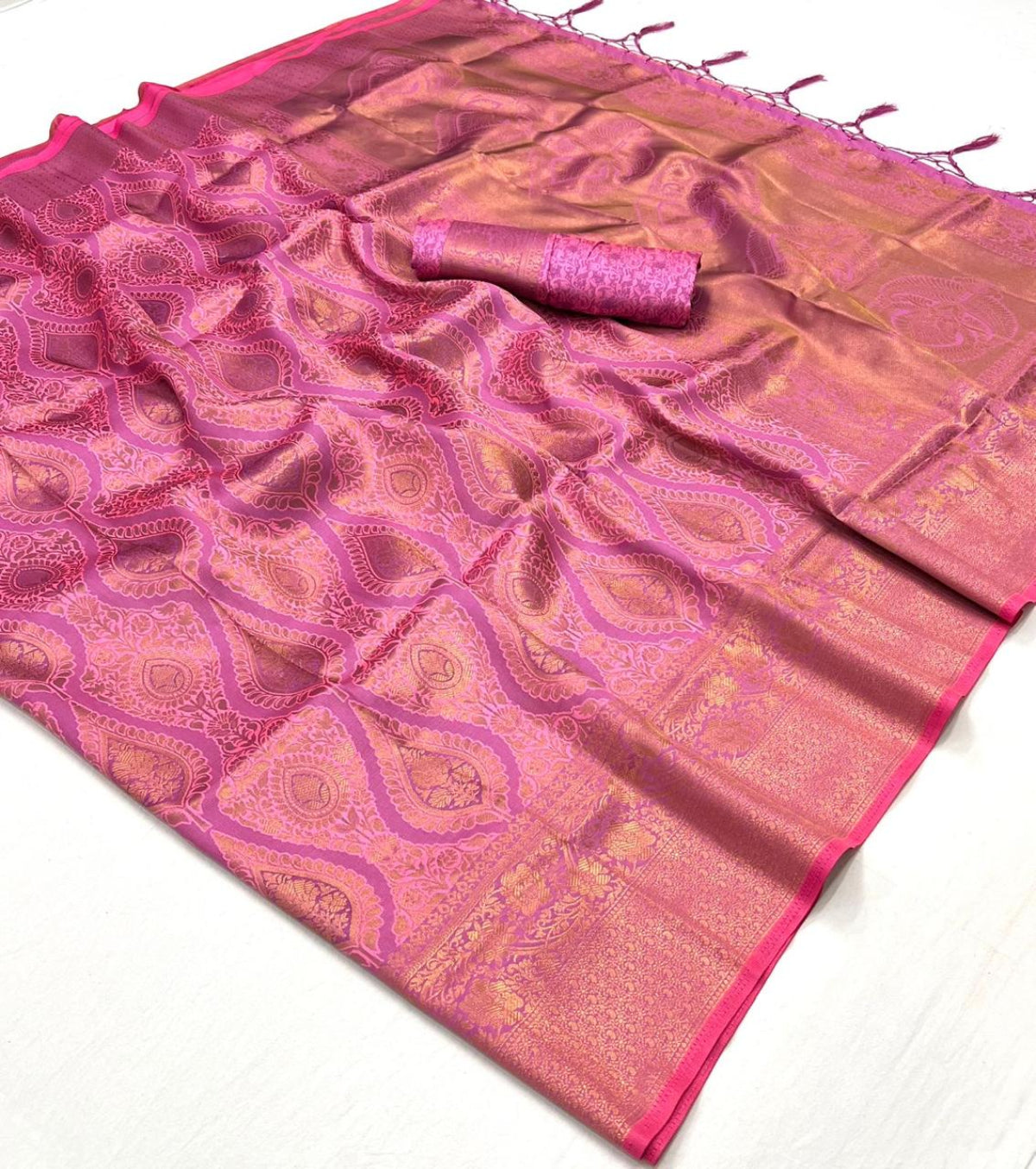 Pink Handloom Woven Silk Saree Online in India