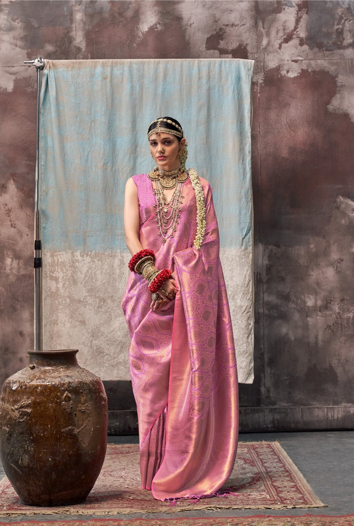 Pink Handloom Woven Silk Saree Online in India