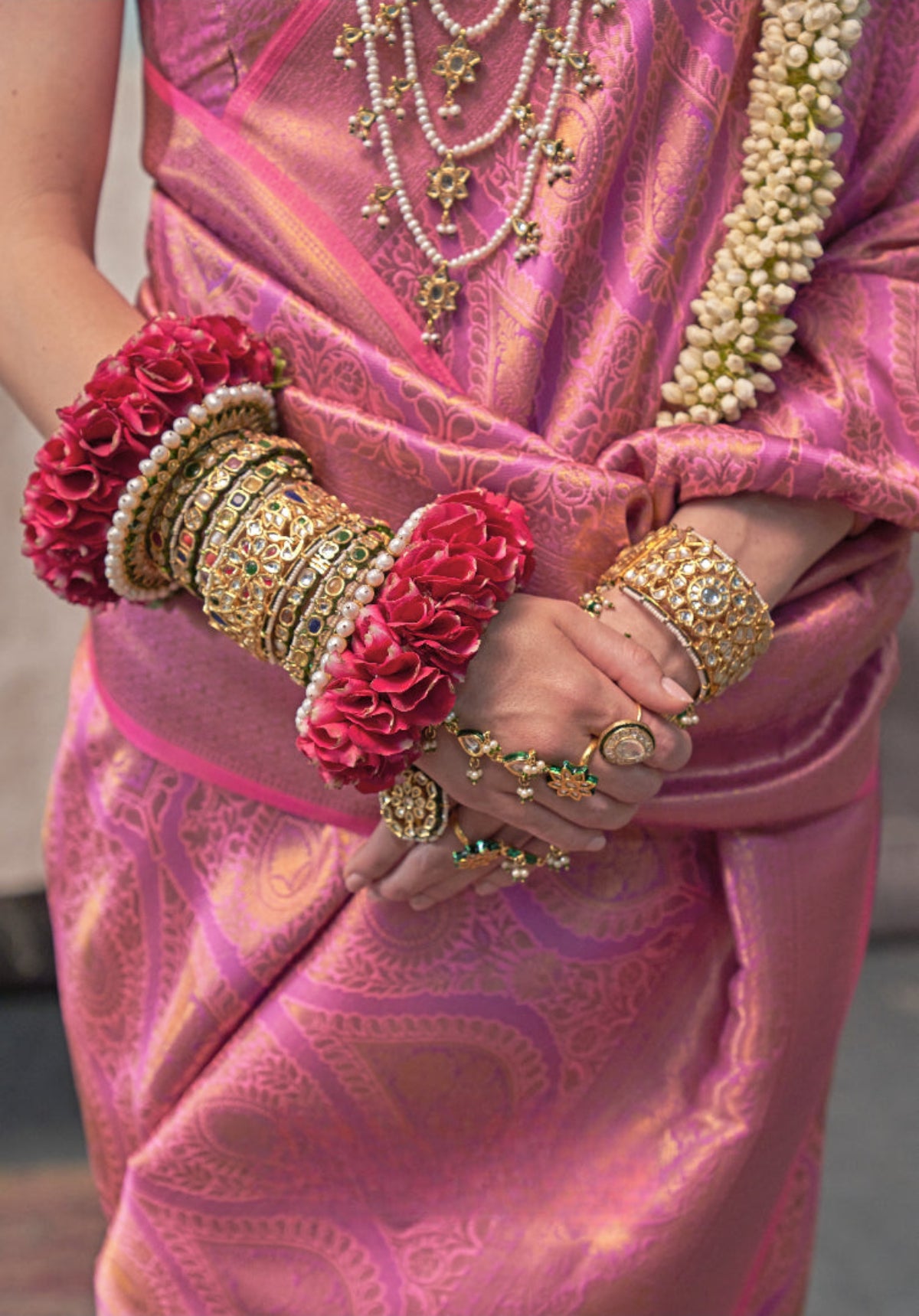 Pink Handloom Woven Silk Saree Online in India