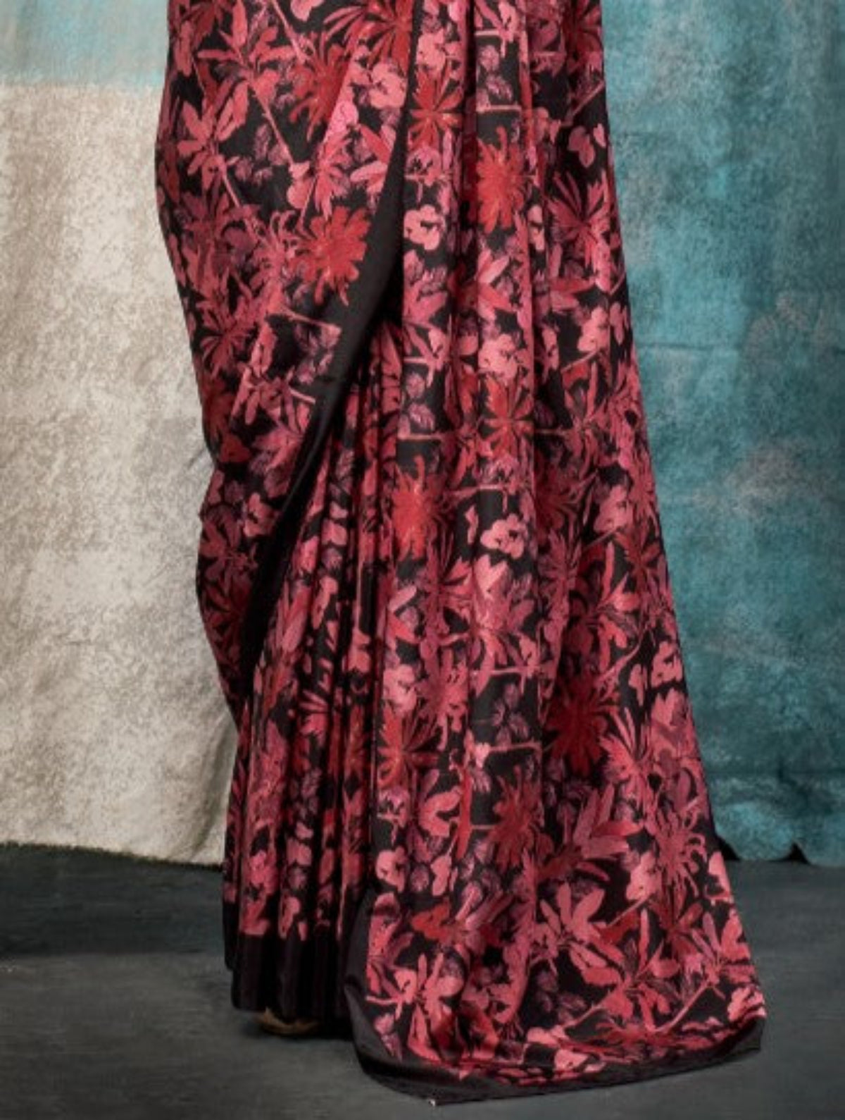 Maroon Printed Pure Crepe Silk Sarees Online in India & USA - STORI