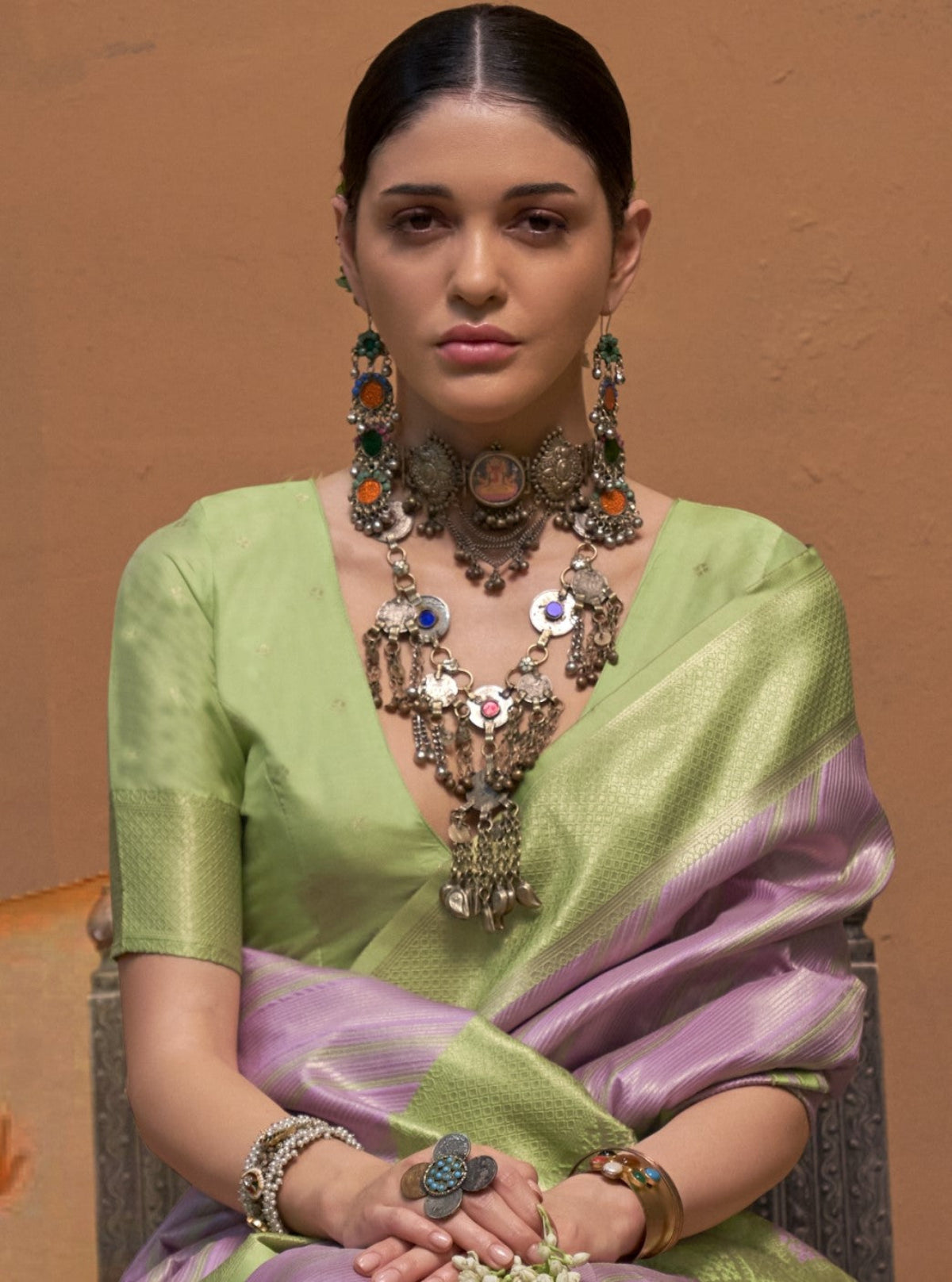 Purple Handloom Woven Silk Saree Online in India