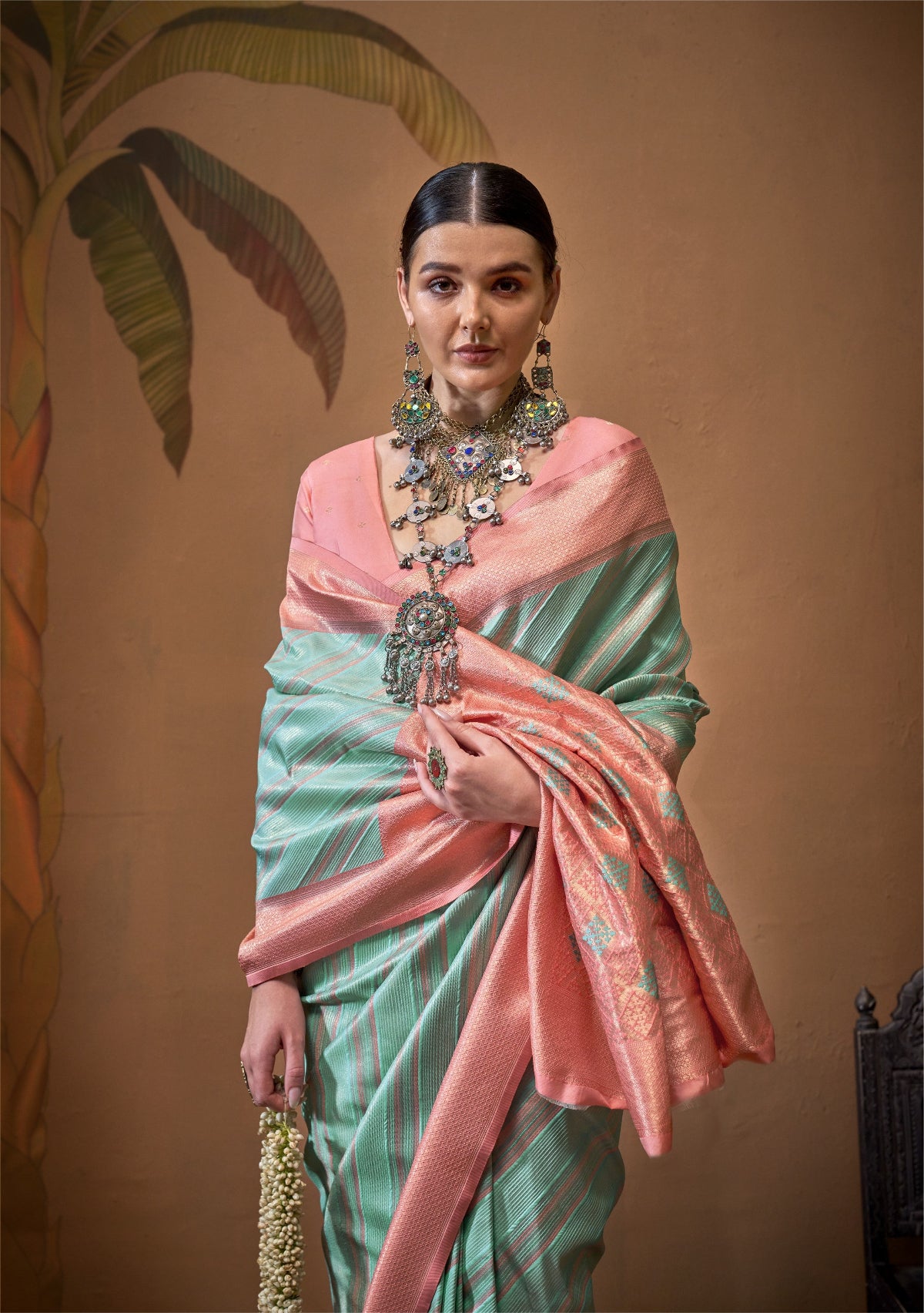 Sea green Handloom Woven Silk Saree Online in India