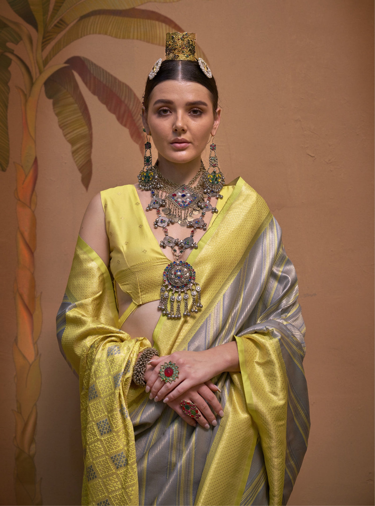 Grey Handloom Woven Silk Saree Online in Indi