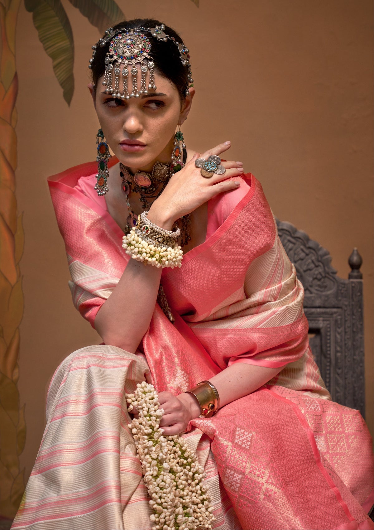Light Beige Handloom Woven Silk Saree Online in India