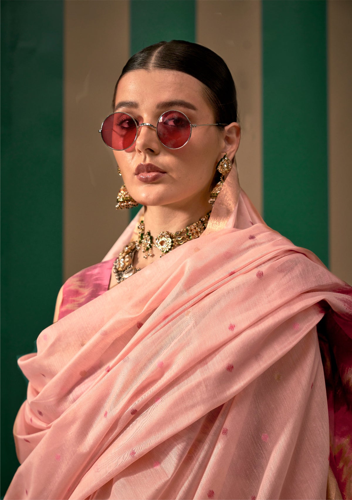 Pink Spun Handloom Woven Silk Saree Online in India