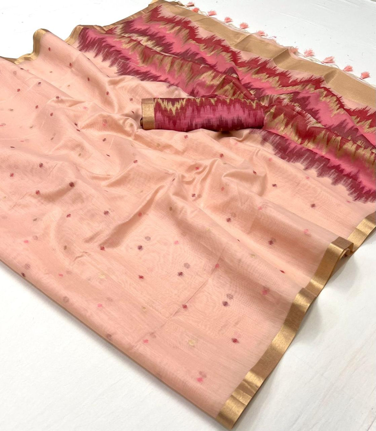 Pink Spun Handloom Woven Silk Saree Online in India