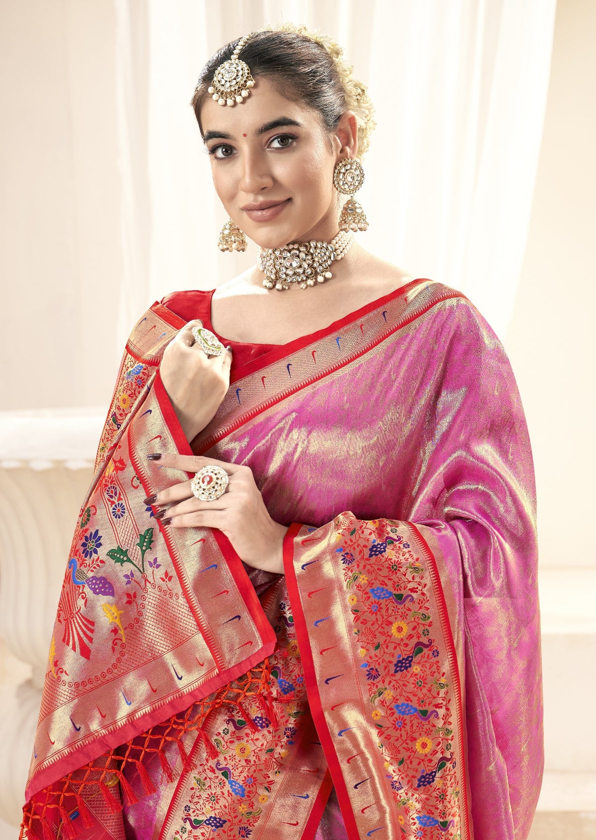 Pink Lavnya Silk Paithani Saree Online Store in India