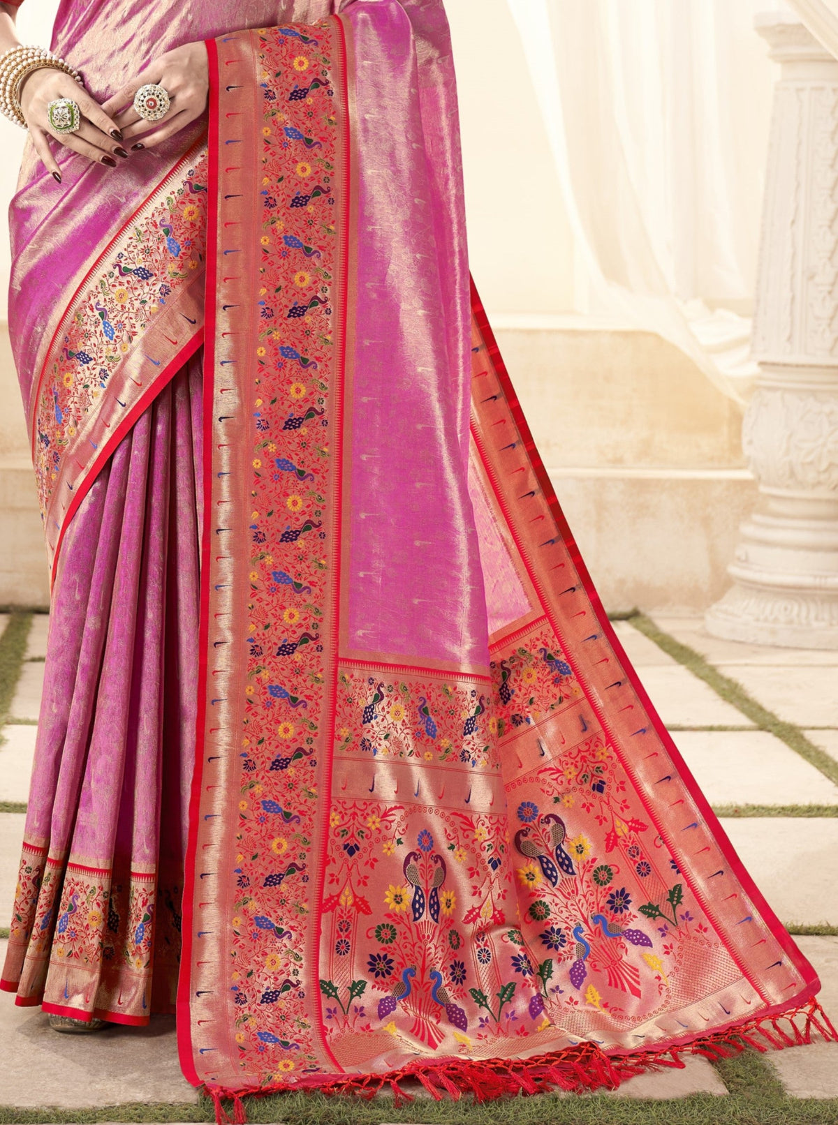 Pink Lavnya Silk Paithani Saree Online Store in India