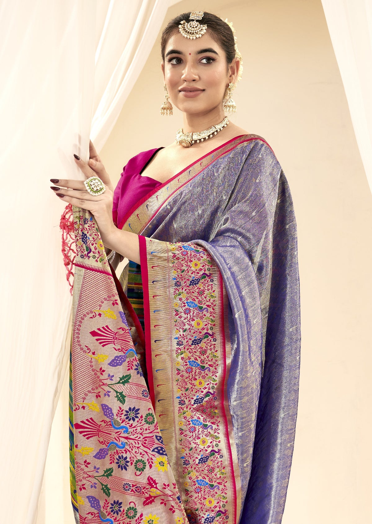 Purple Tissue Silk Paithani Saree Online Store in India