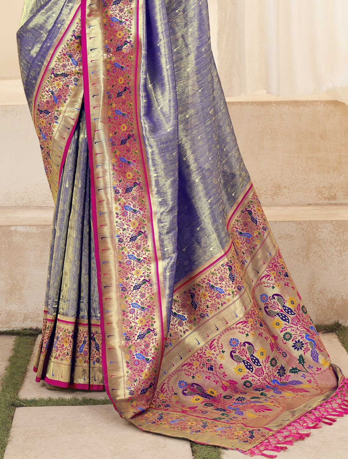 Purple Tissue Silk Paithani Saree Online Store in India