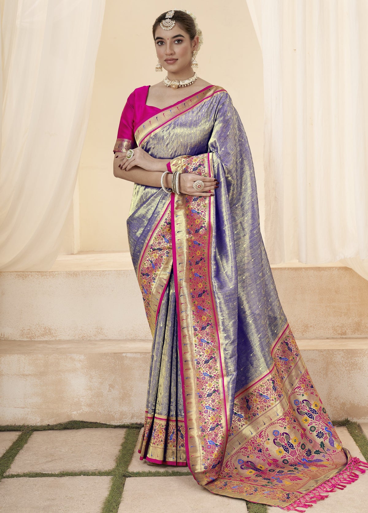 Purple Tissue Silk Paithani Saree Online Store in India