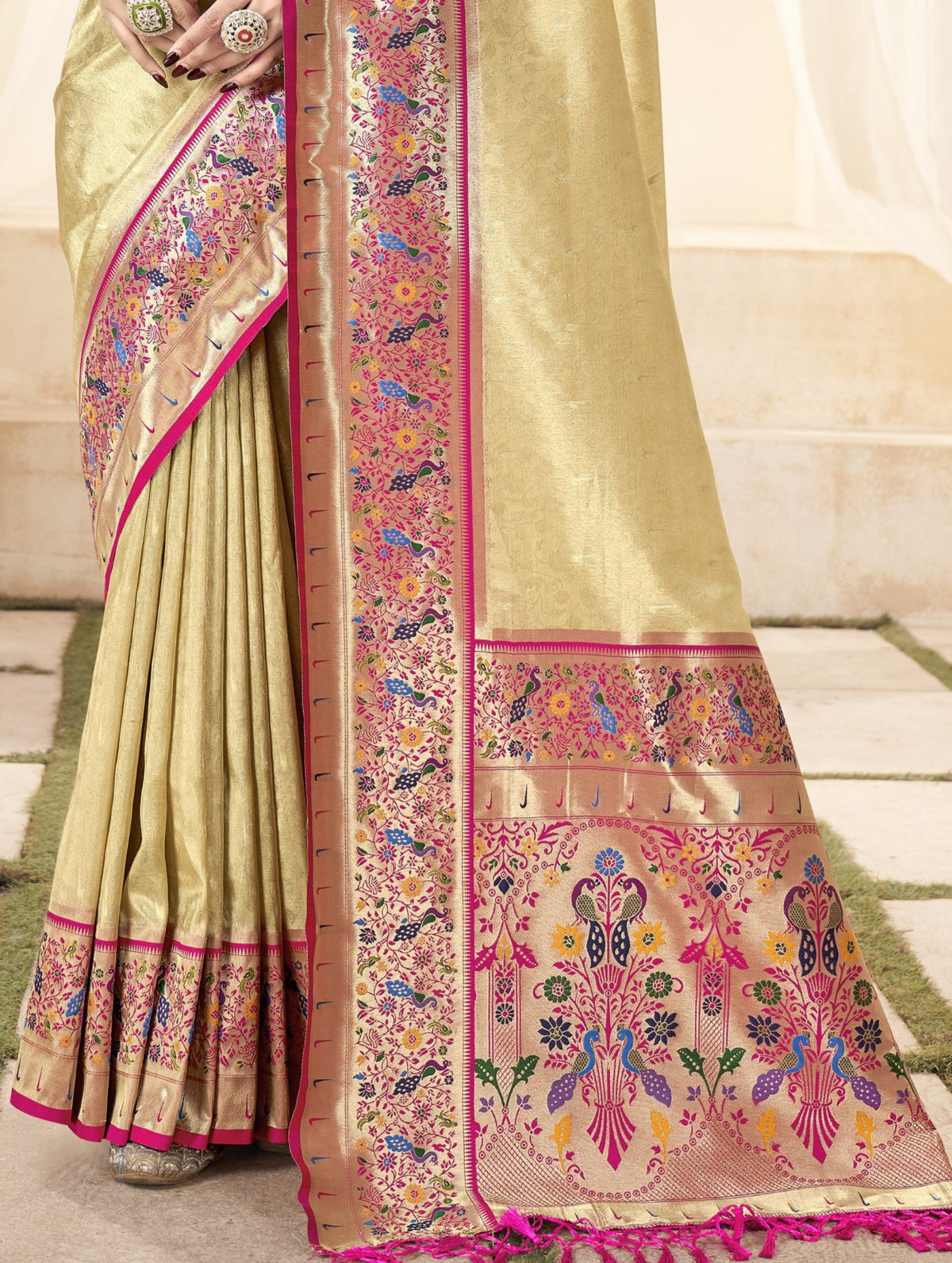 Golden Tissue Silk Paithani Saree Online Store in India