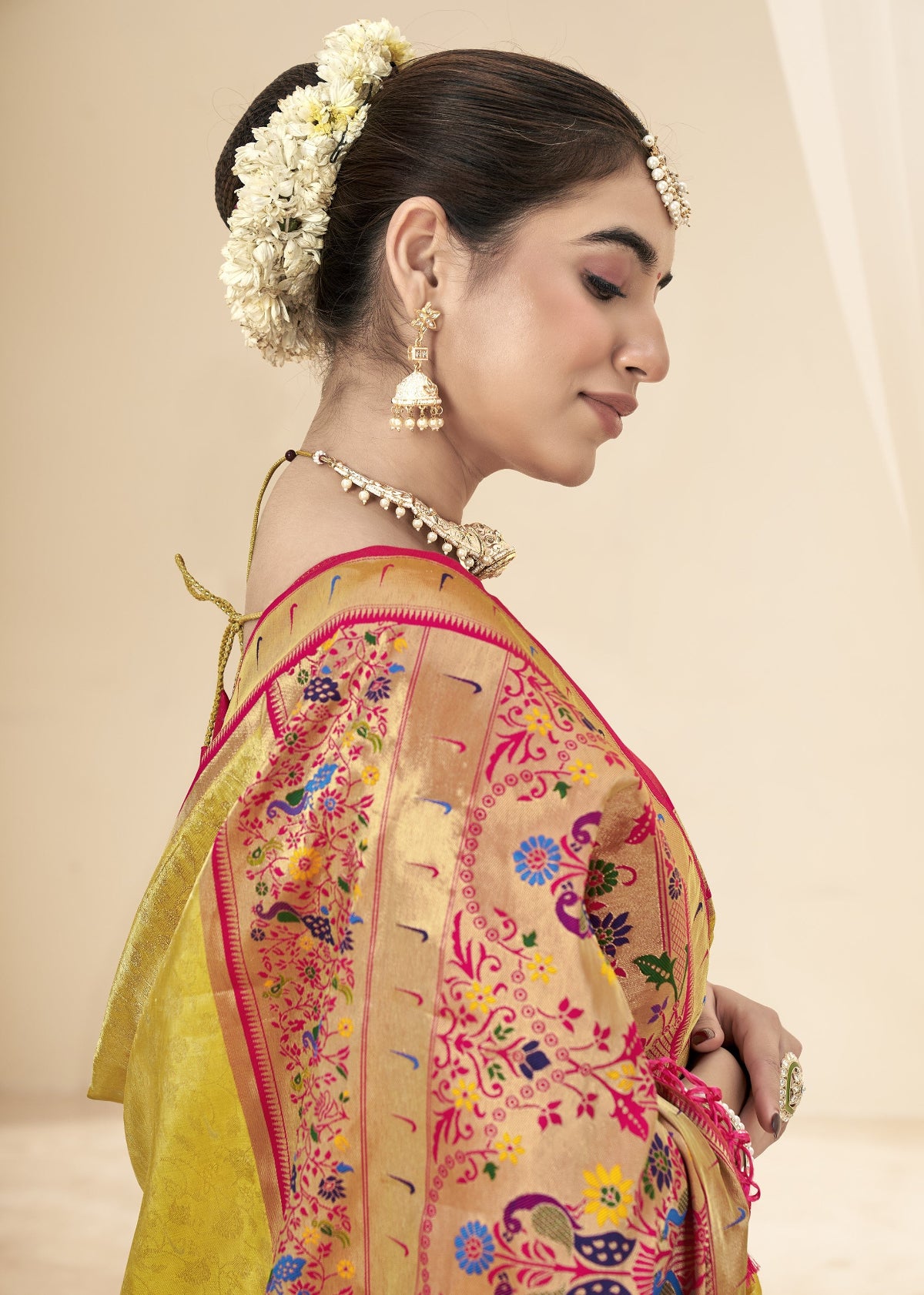 Yellow Tissue Silk Paithani Saree Online Store in India