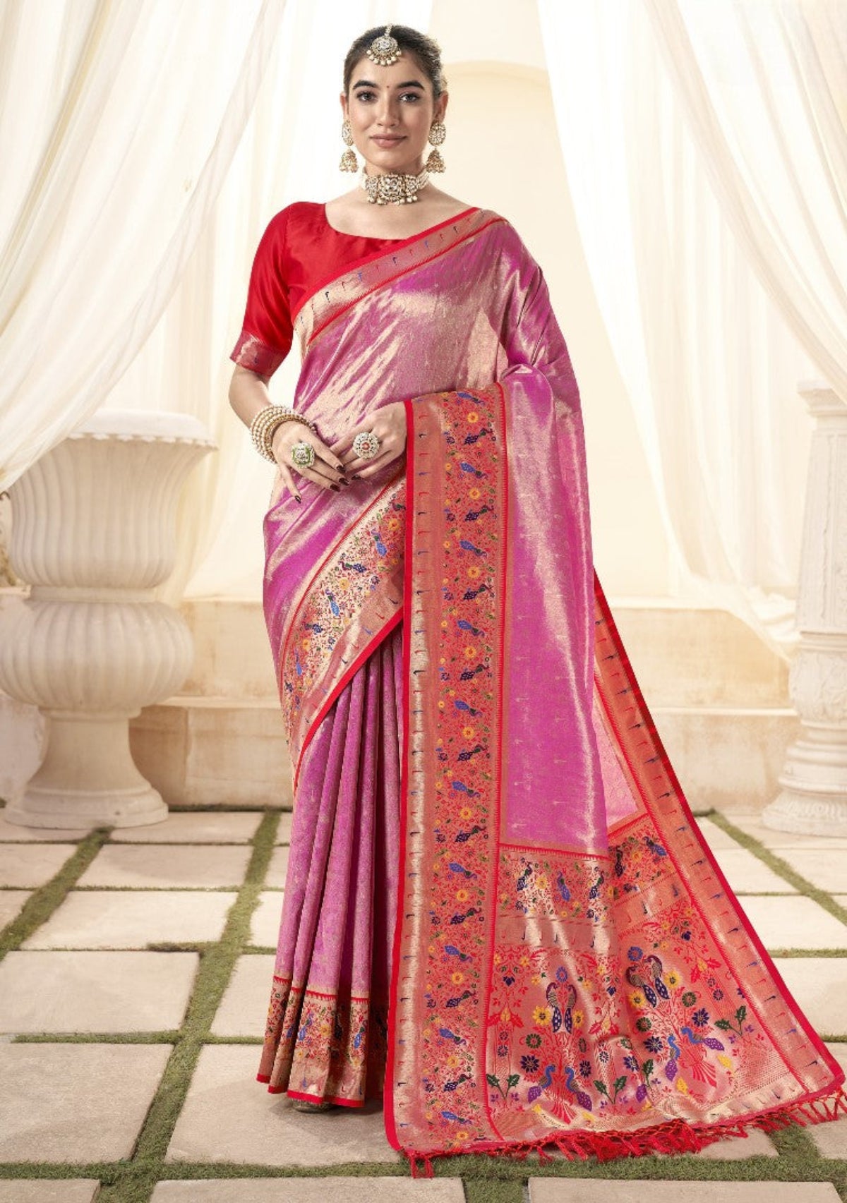 Pink Lavnya Silk Paithani Saree Online Store in India