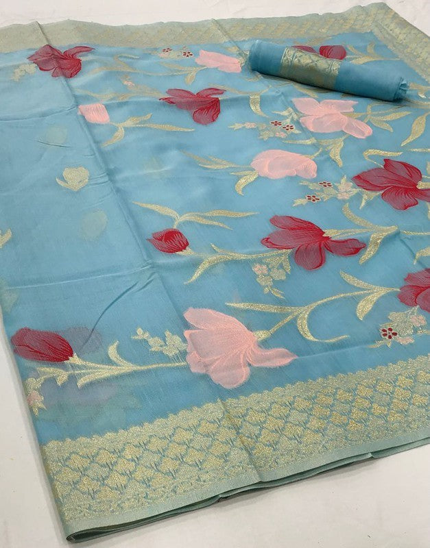 Buy Blue Linen Sarees Online STORI