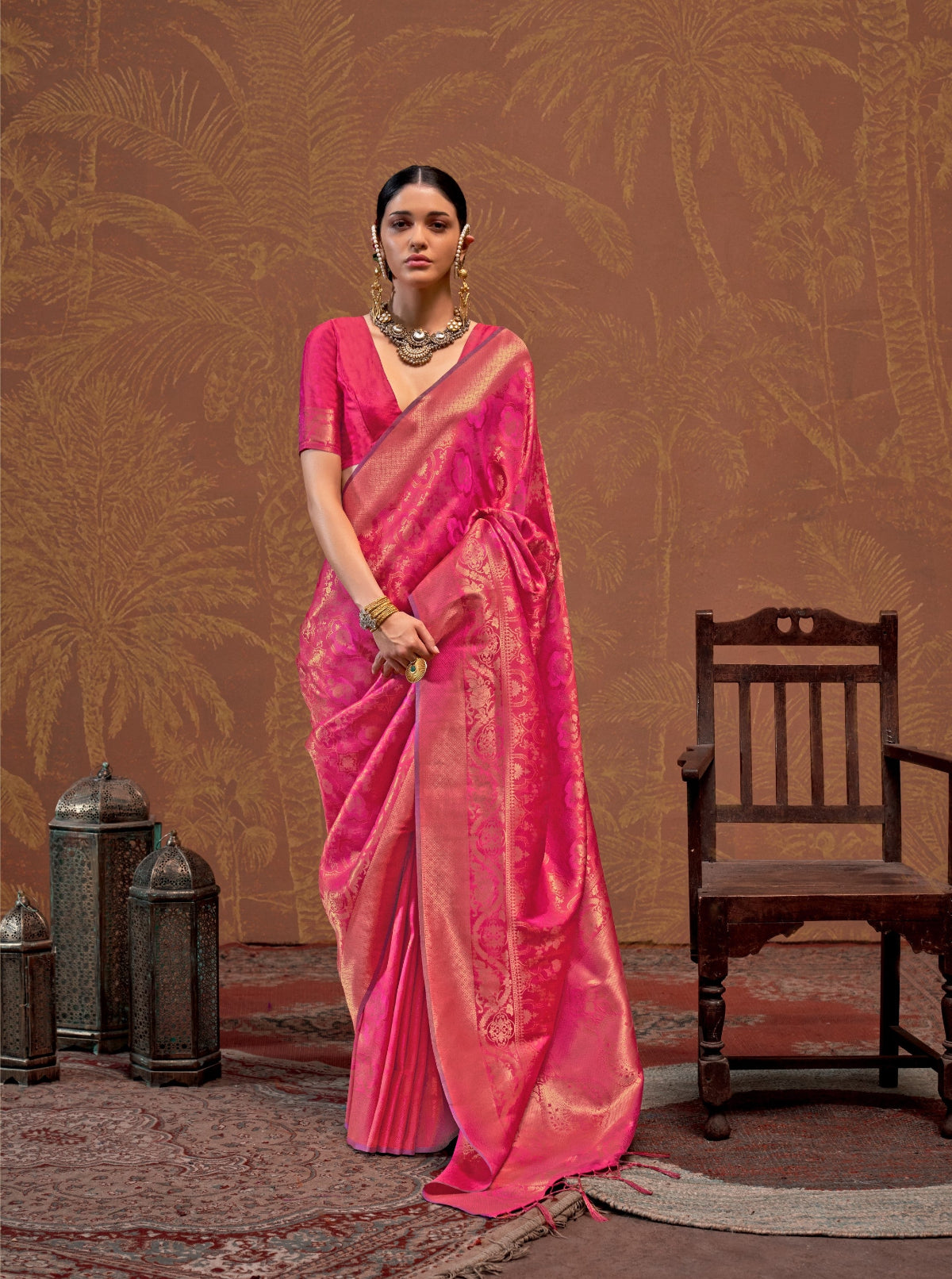 Pristine Pink Dual Shade Handloom Woven Silk Saree Shop KanjiVaram Sarees Online in India & USA