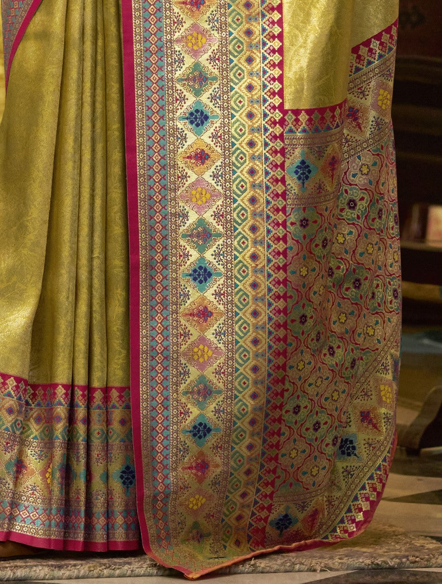 Shop Yellow Silk Saree Online-STORI