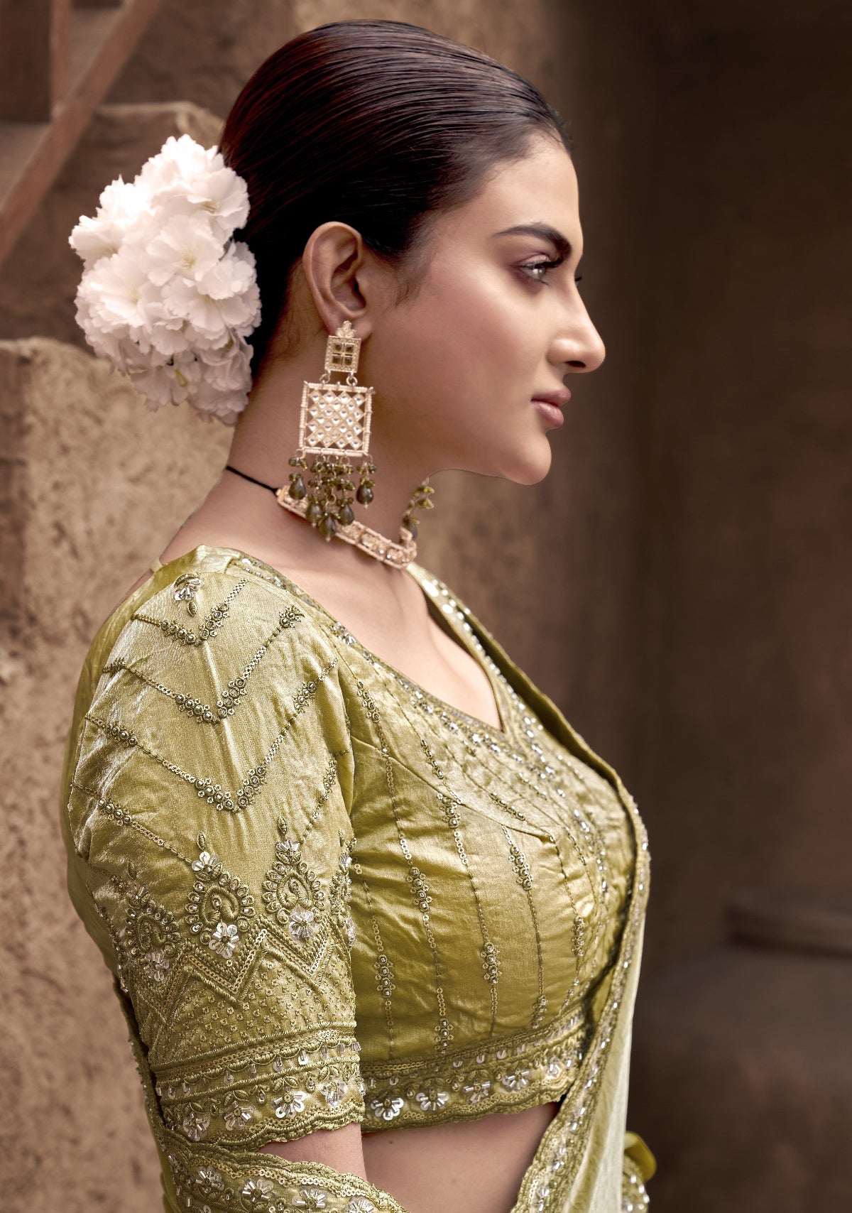 Shop Green Tissue Silk Saree Online-STORI