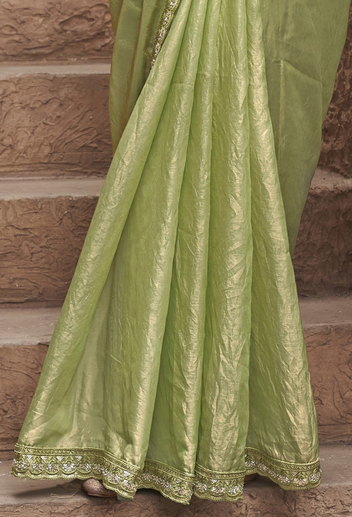 Shop Pista Tissue Silk Saree Online-STORI