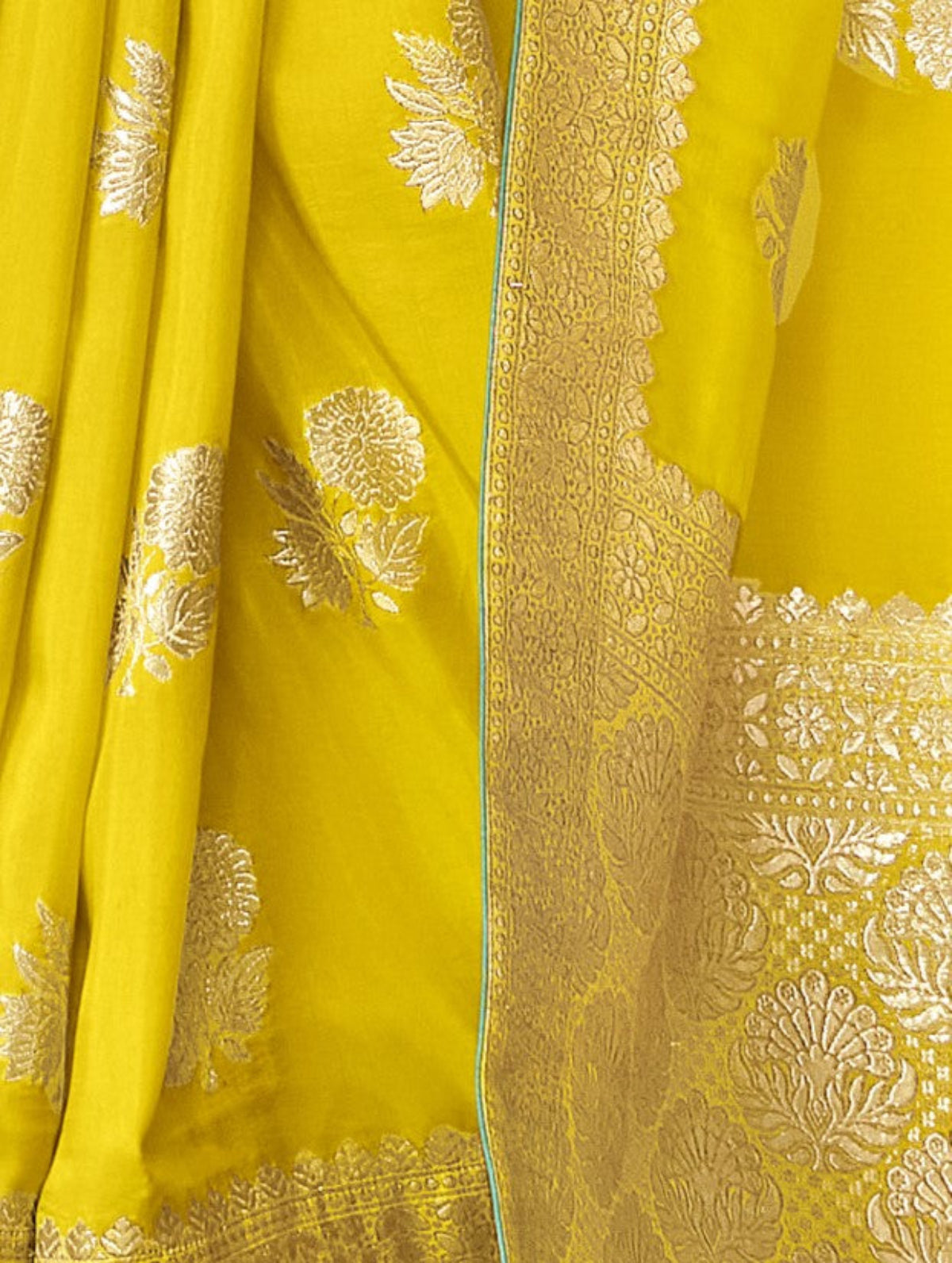 Yellow Banarasi Silk Saree Online in India