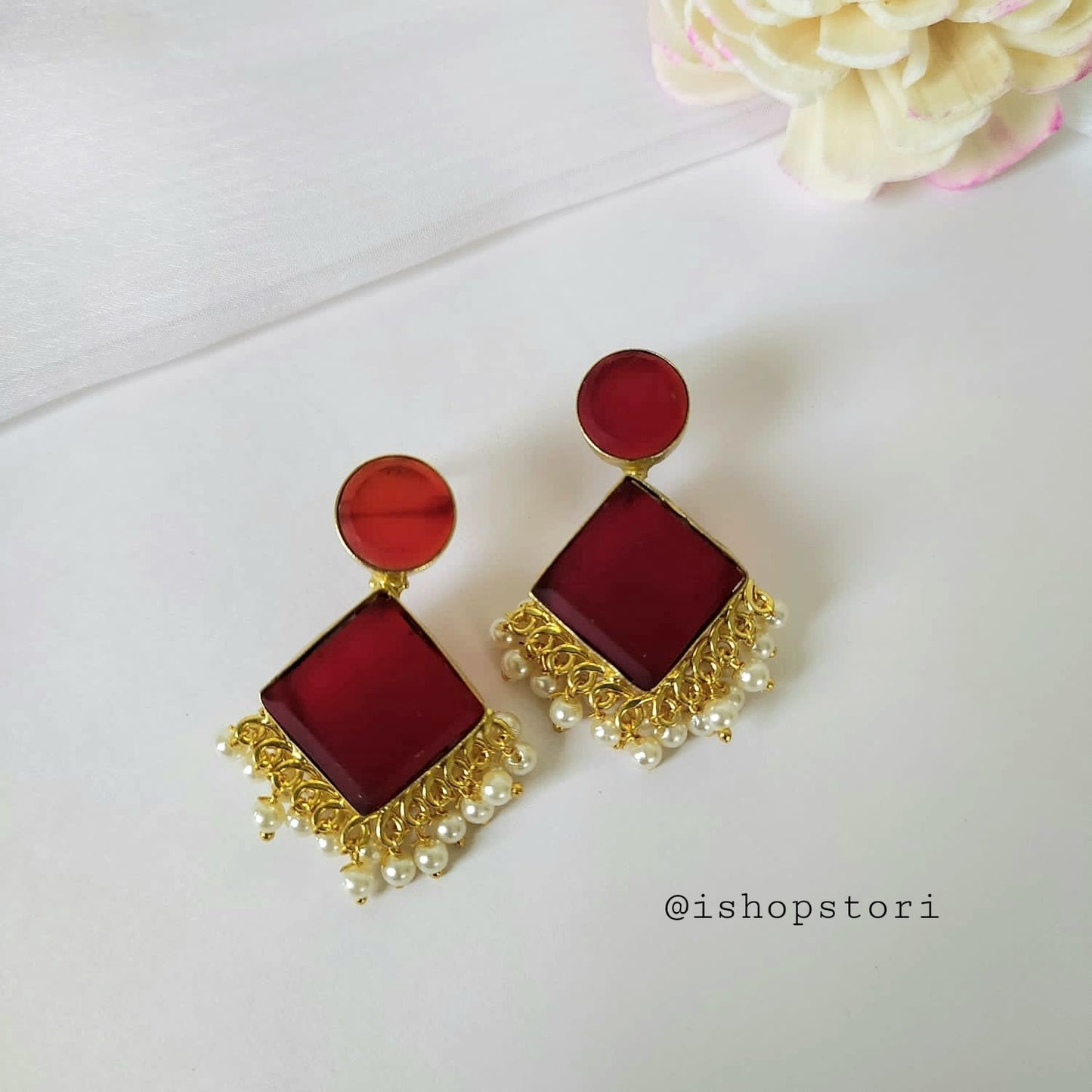 Shop Calista Stone & Pearls Earrings Online - STORI
