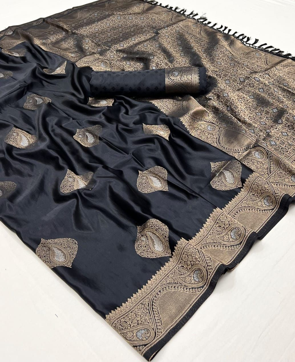 Shop Black Silk Sarees Online STORI