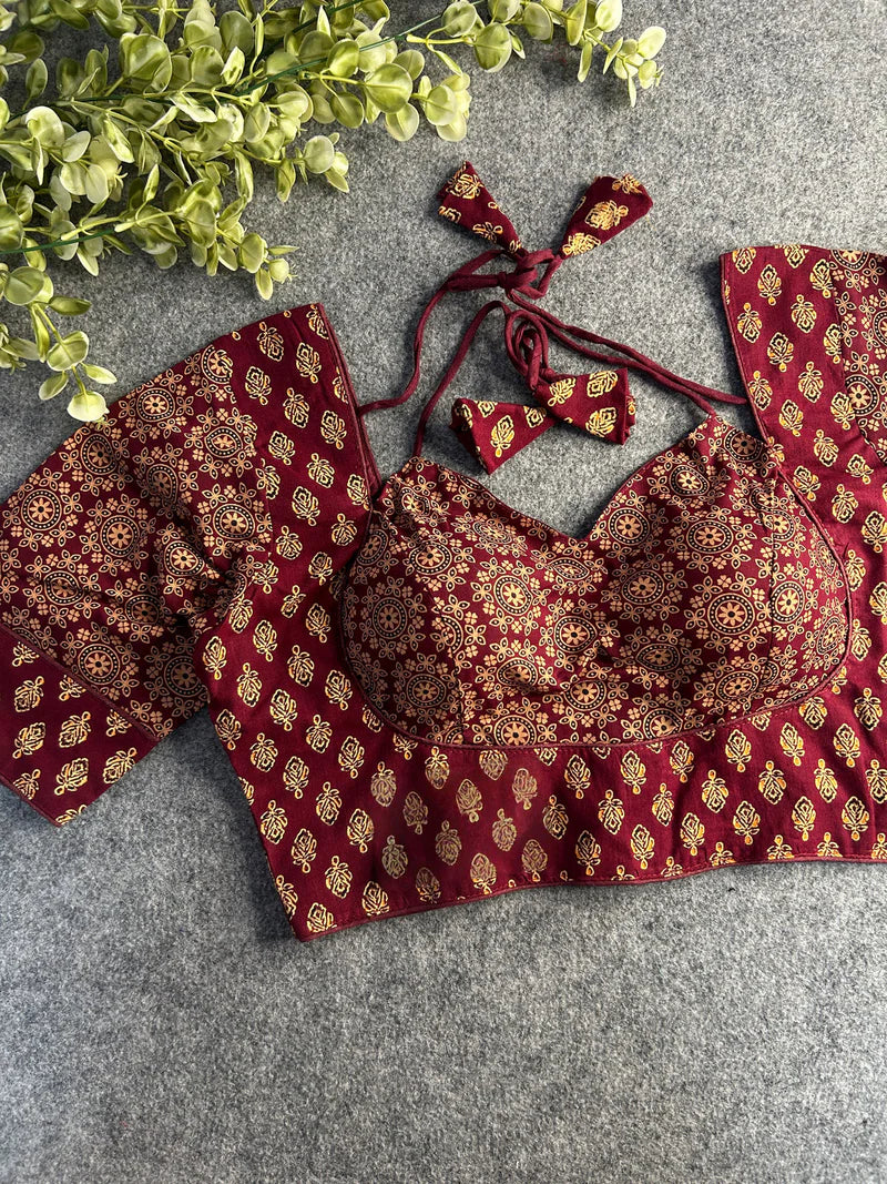 Halter Dori Ajrakh Cotton Blouse