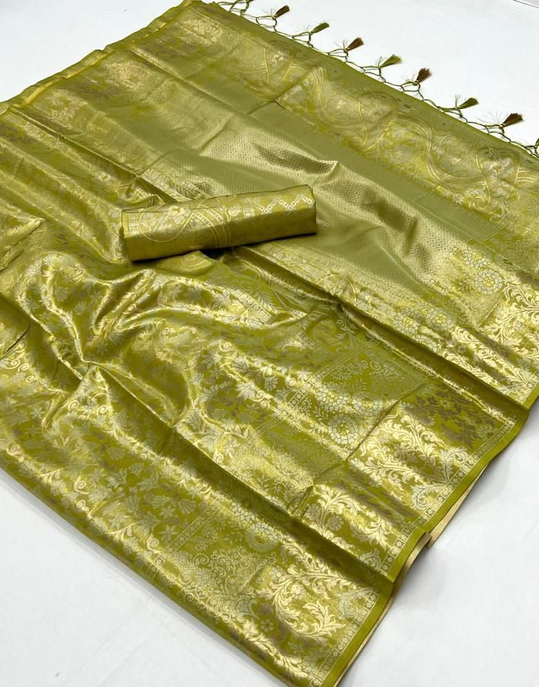 Buy Green Banarasi Silk Sarees Online-STORI