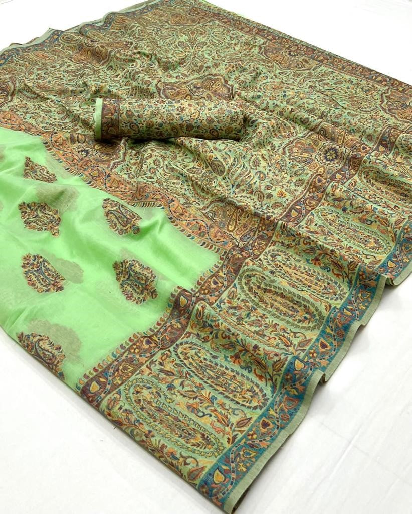 Buy Green Kashmiri Silk Sarees Online-STORI