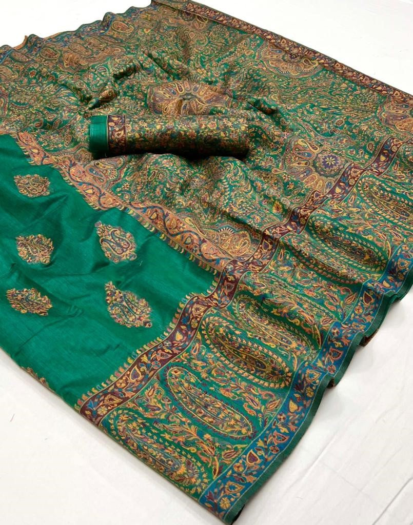 Buy Green Kashmiri Silk Sarees Online-STORI