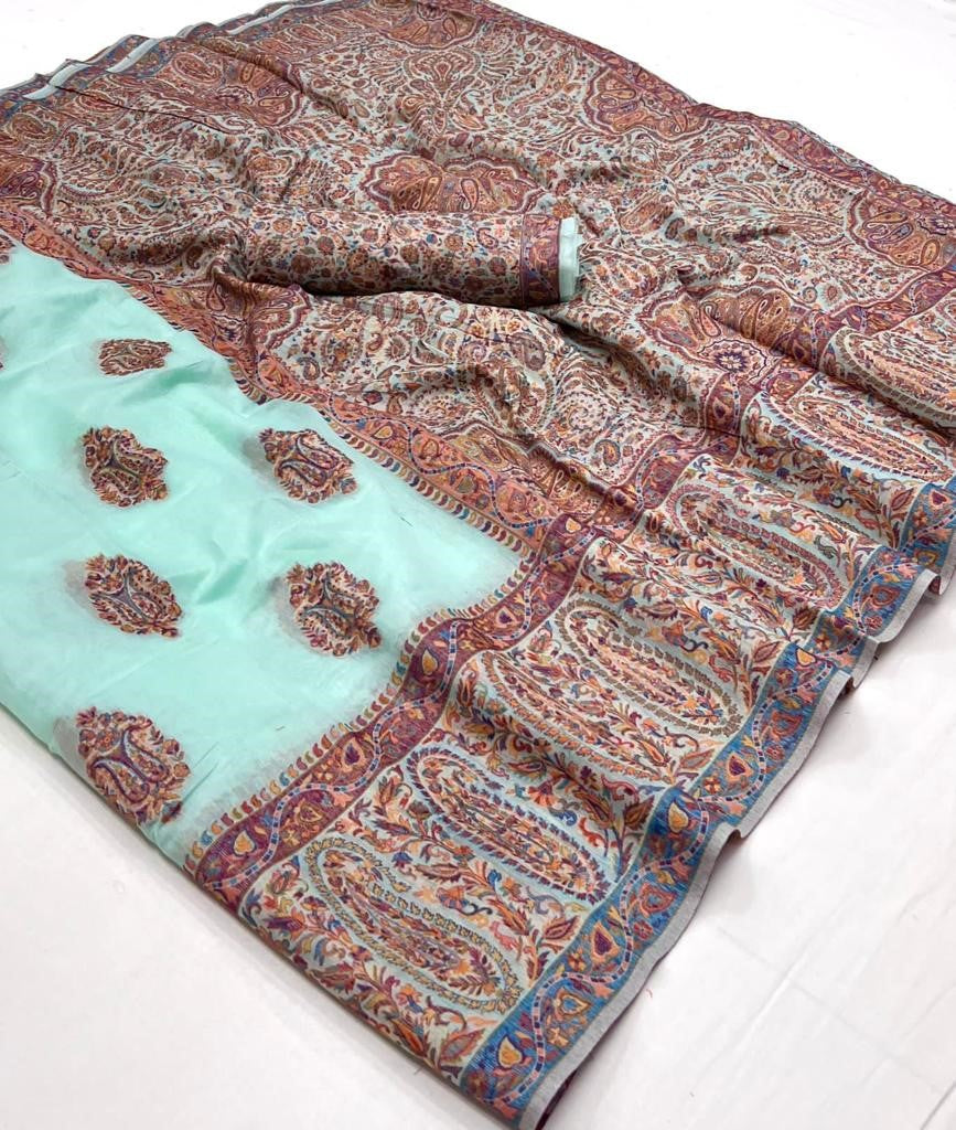 Buy Blue Kashmiri Silk Sarees Online-STORI