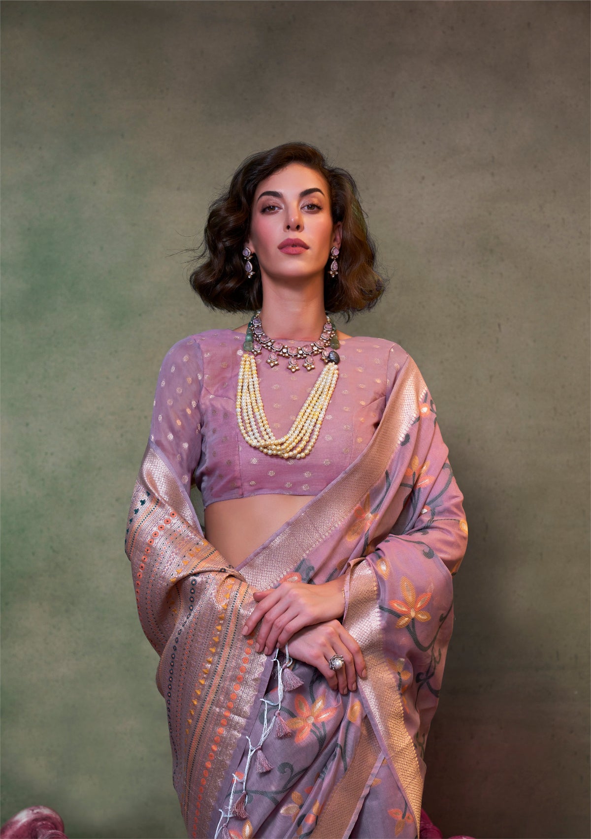 Light Purple Jamdani Saree Online in India & USA