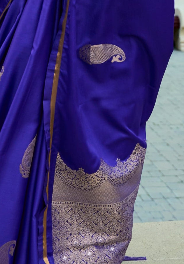 Bright Violet Satin Silk Saree