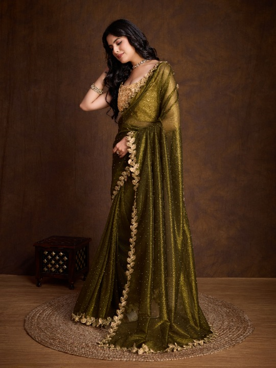 Buy Green Partywear Sarees Online at STORI