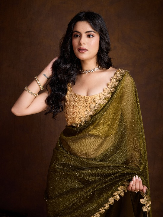Buy Green Partywear Sarees Online at STORI