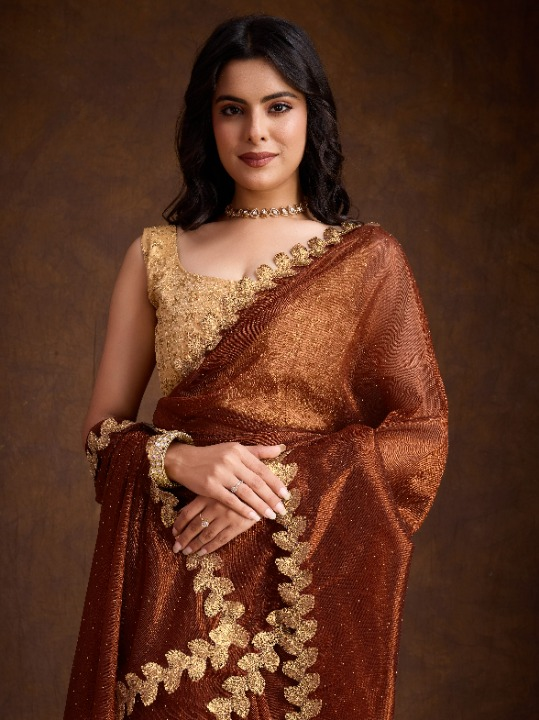 Buy Brown Partywear Sarees Online at STORI
