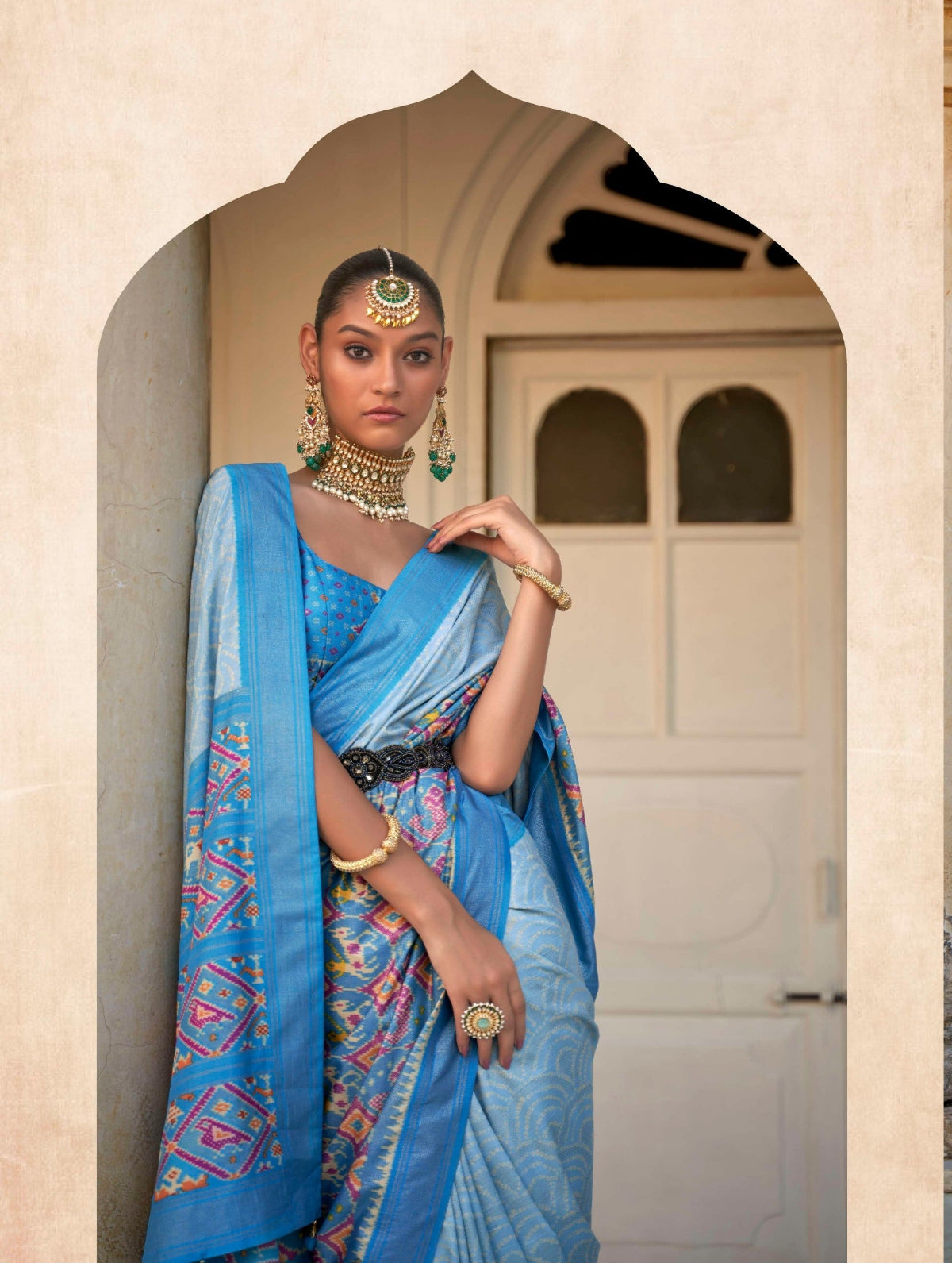 Shop Blue Patola Silk Saree Online-STORI